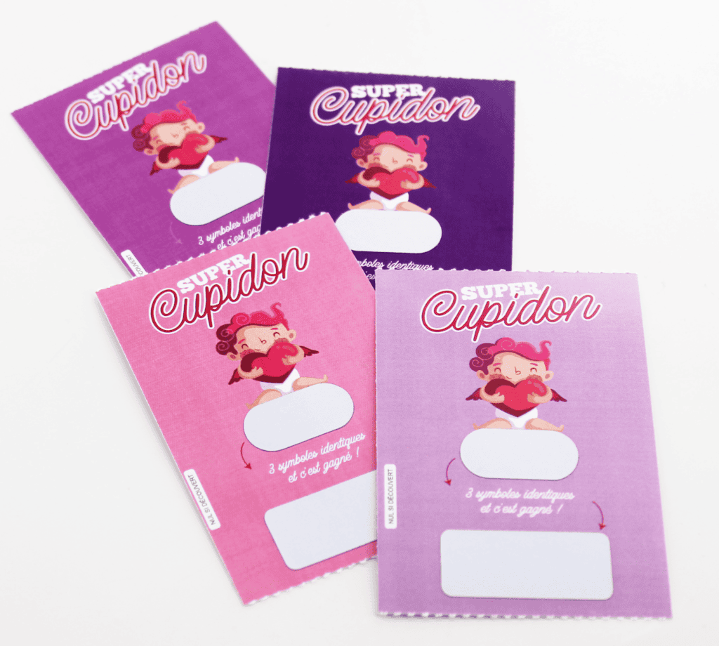 Carte à gratter annonce grossesse ou mariage - Style ticket de jeu à gratter spécial Saint Valentin !
