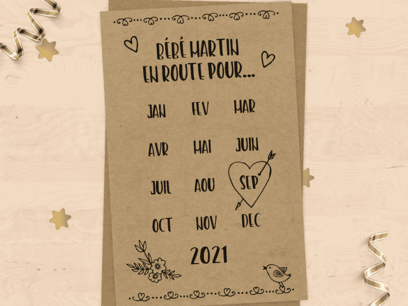 Mini carte annonce de grossesse à personnaliser - Style Save the Date