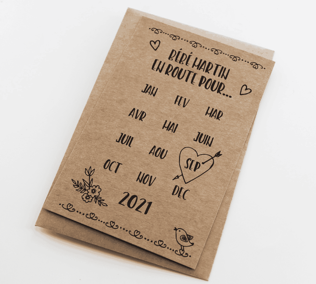 Mini carte annonce de grossesse à personnaliser - Style Save the Date