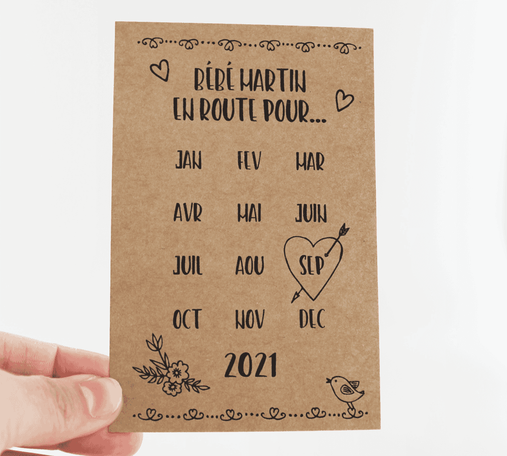 Mini carte annonce de grossesse à personnaliser - Style Save the Date