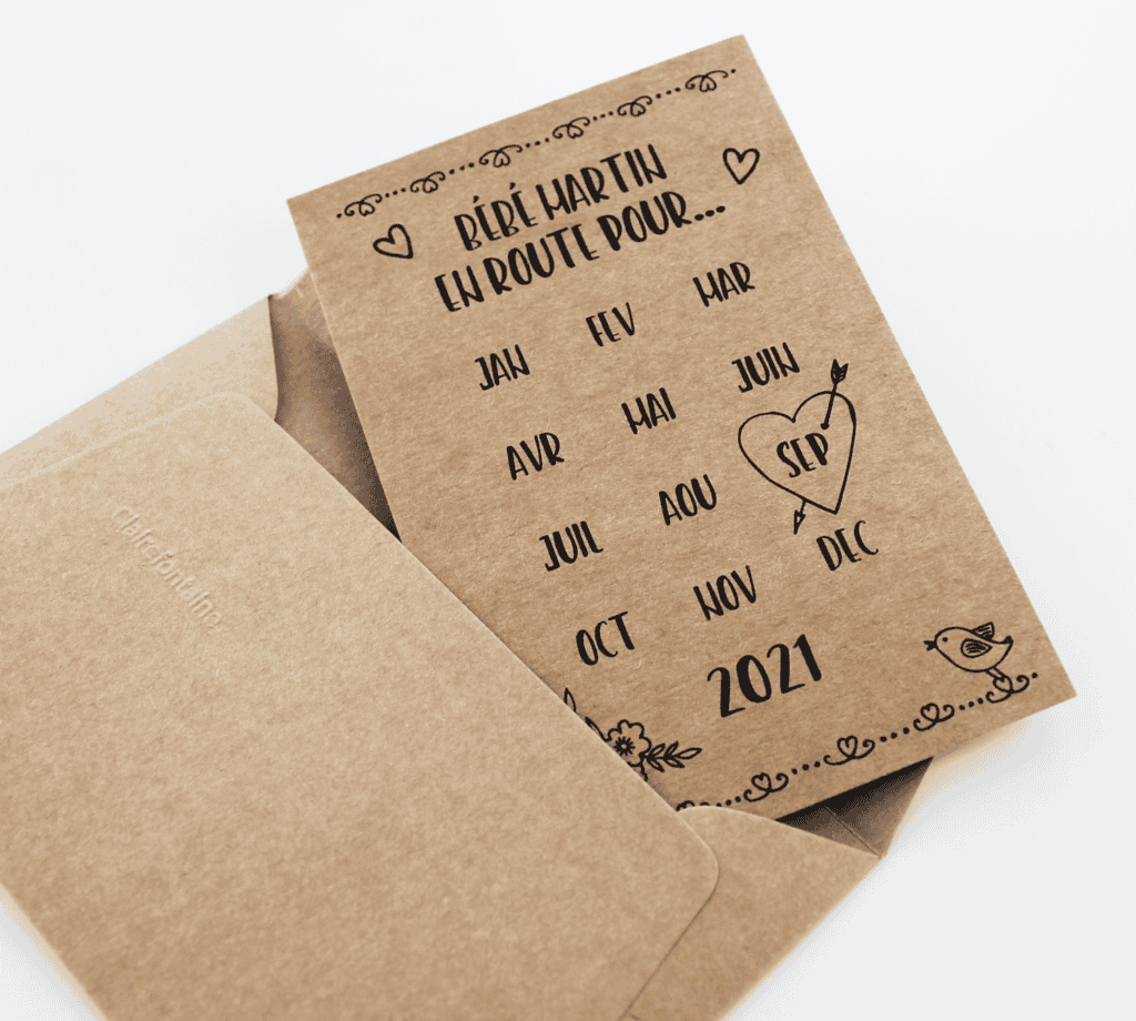 Mini carte annonce de grossesse à personnaliser - Style Save the Date