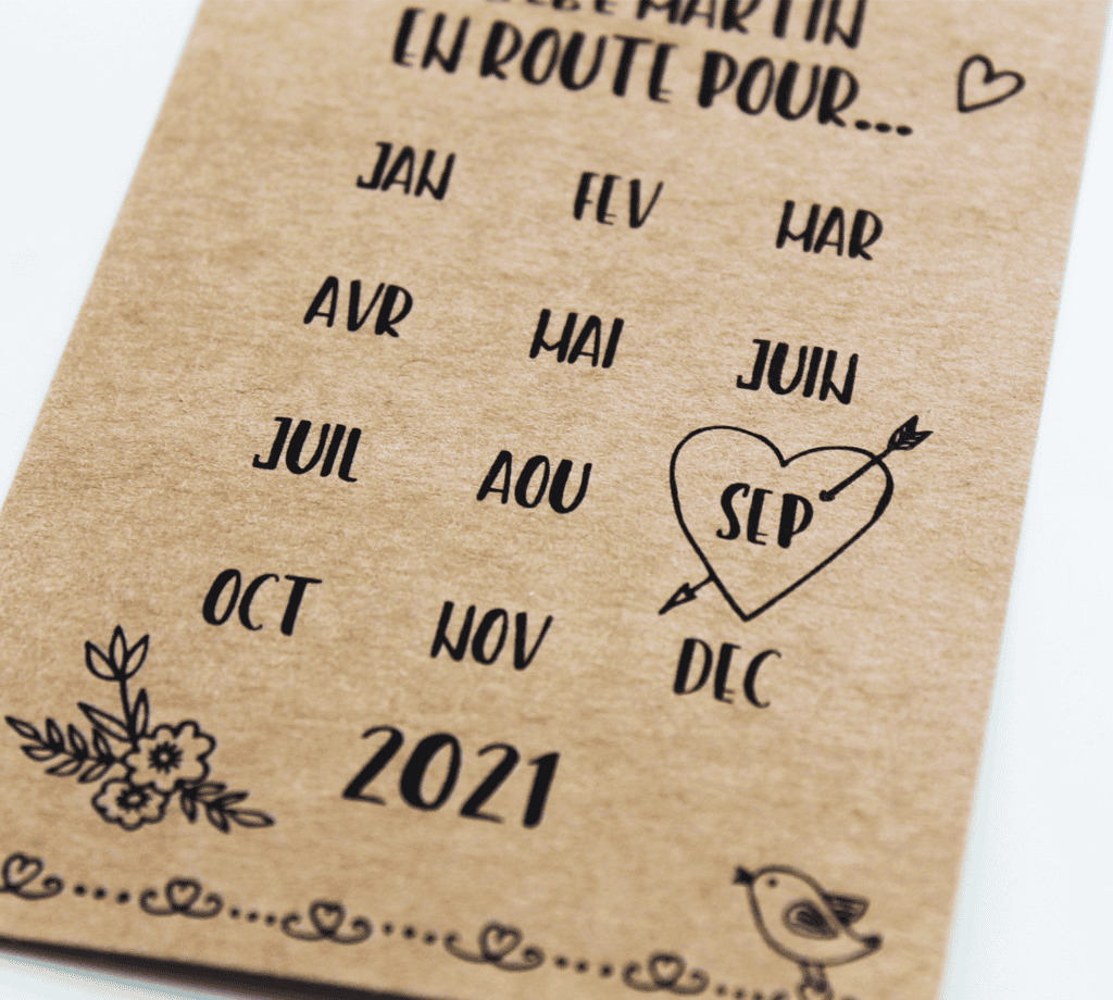 Mini carte annonce de grossesse à personnaliser - Style Save the Date