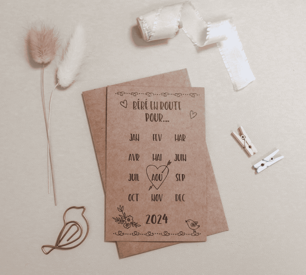 Mini carte annonce de grossesse à personnaliser - Style Save the Date