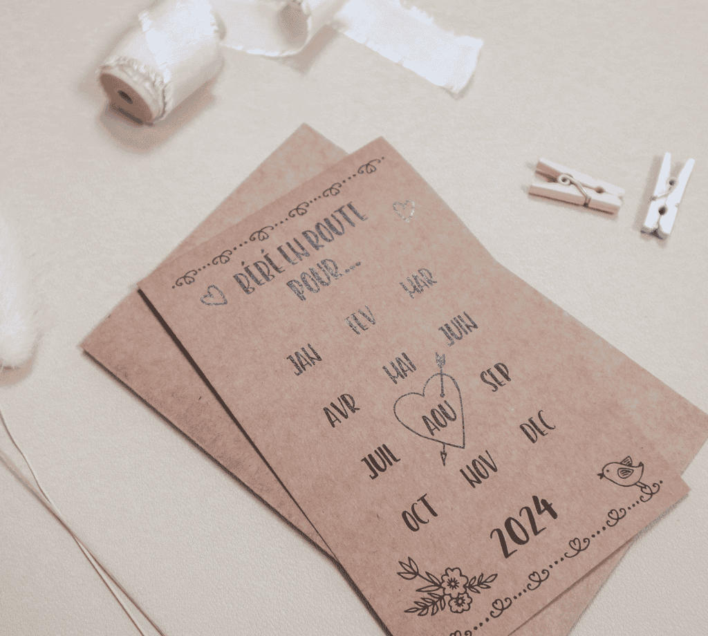 Mini carte annonce de grossesse à personnaliser - Style Save the Date