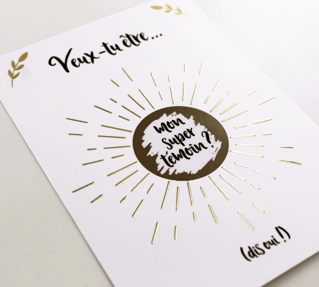 Carte à gratter pour demande de témoin de mariage - Veux-tu être mon super témoin ? - Noir, blanc et Dorure
