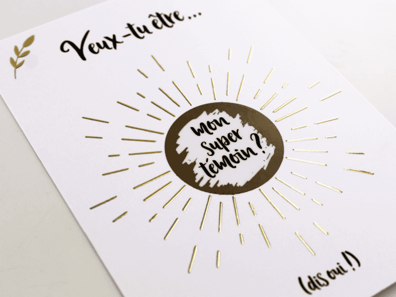 Carte à gratter pour demande de témoin de mariage - Veux-tu être mon super témoin ? - Noir, blanc et Dorure
