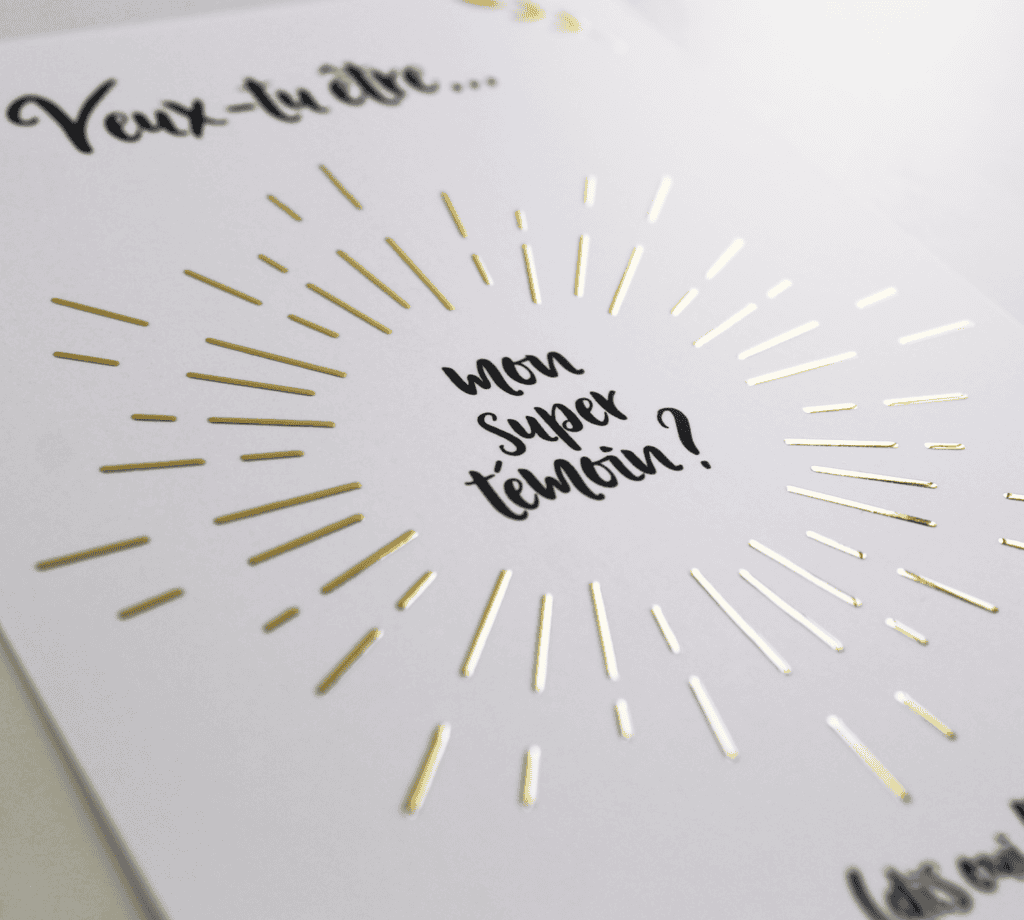 Carte à gratter pour demande de témoin de mariage - Veux-tu être mon super témoin ? - Noir, blanc et Dorure