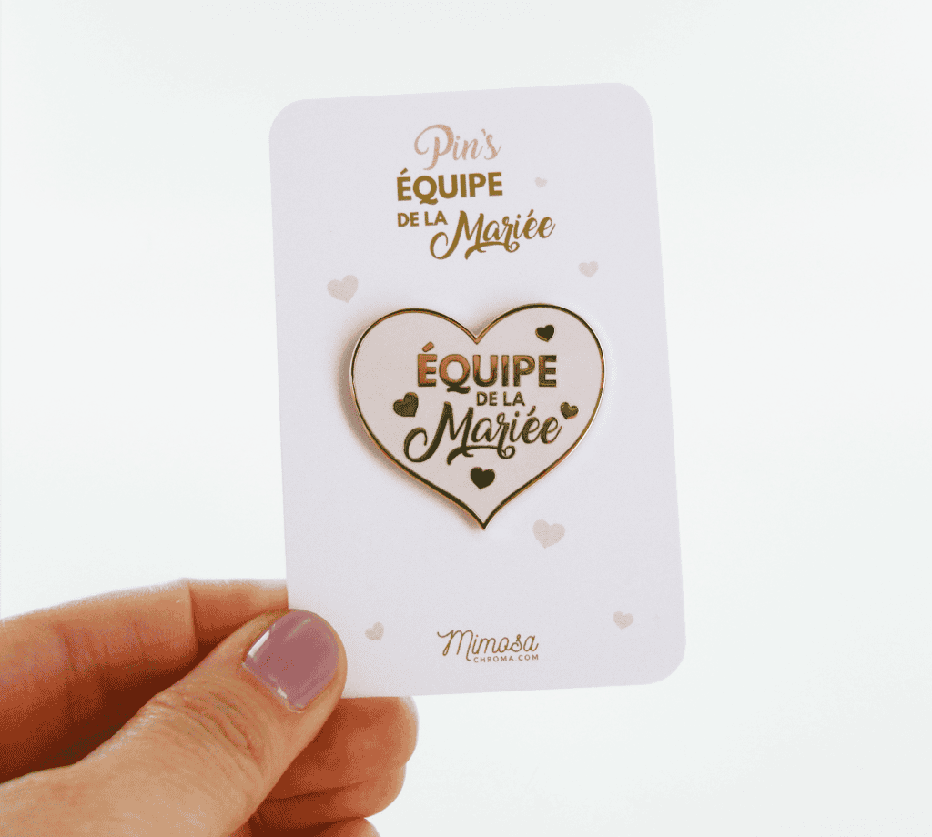 Pin's pour EVJF ou mariage "Equipe de la mariée" - badge mariage, enterrement de vie de jeune fille