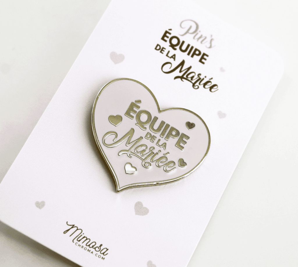 Pin's pour EVJF ou mariage "Equipe de la mariée" - badge mariage, enterrement de vie de jeune fille