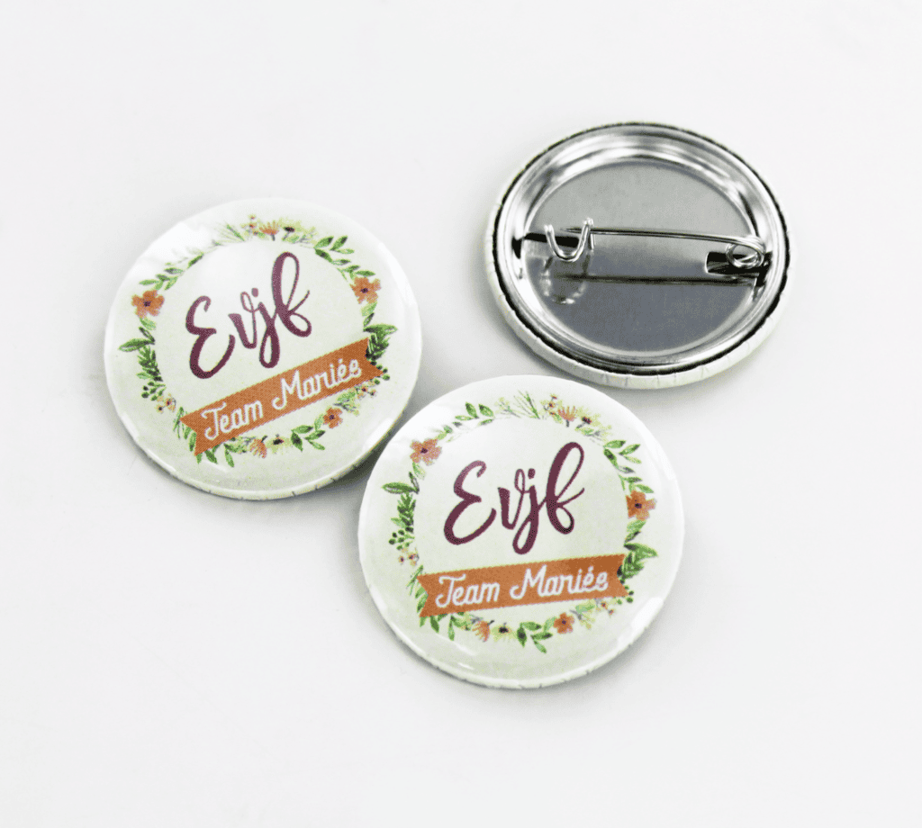 Badge pour EVJF - Team de la mariée, badge mariage, enterrement de vie de jeune fille - Fleurs