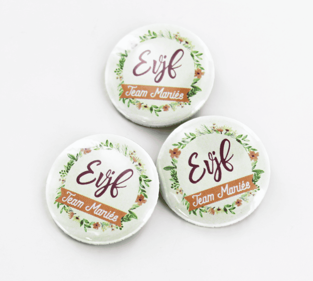 Badge pour EVJF - Team de la mariée, badge mariage, enterrement de vie de jeune fille - Fleurs