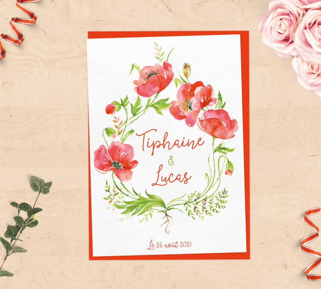Faire-part de mariage - Coquelicot