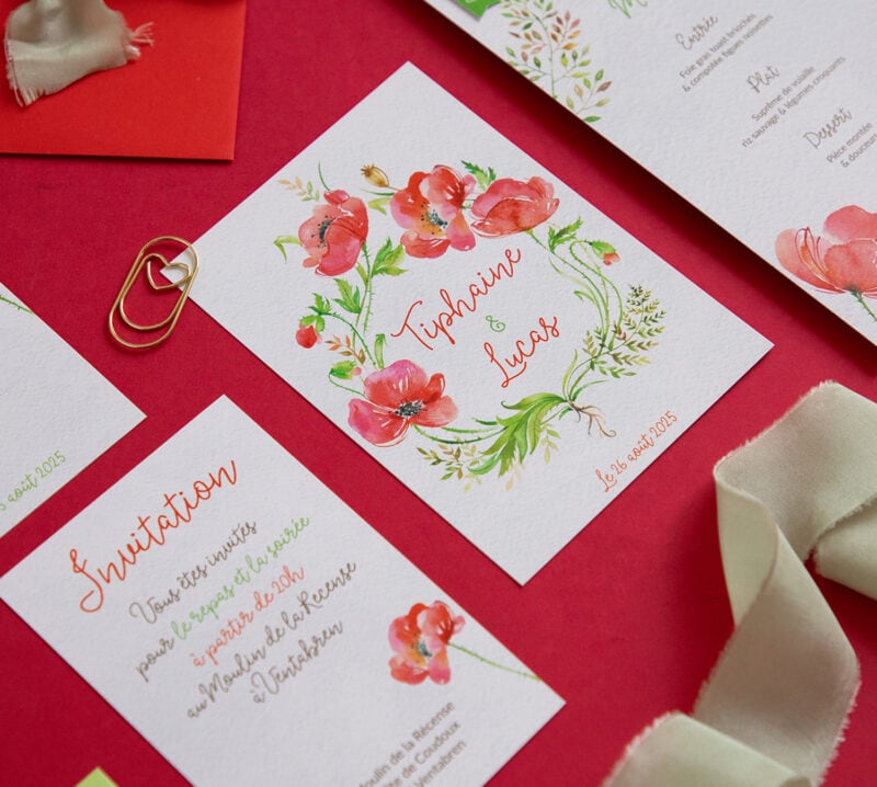 Faire-part de mariage - Collection coquelicot