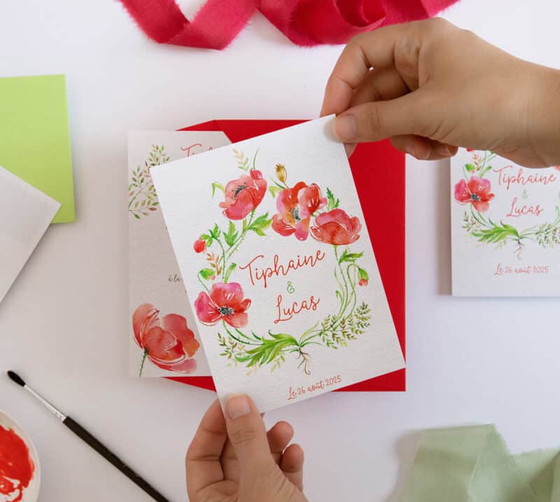 Faire-part de mariage - Collection coquelicot
