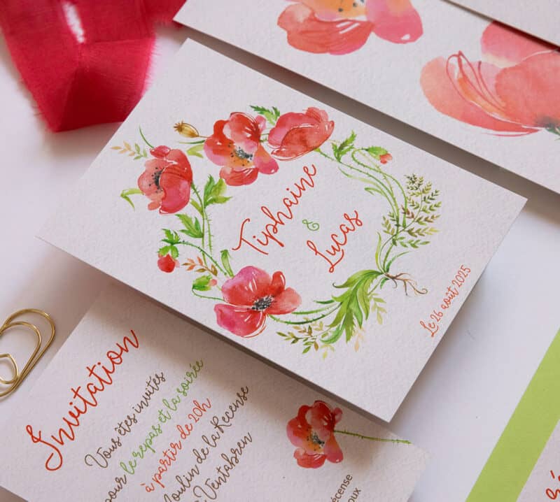 Faire-part de mariage - Collection coquelicot