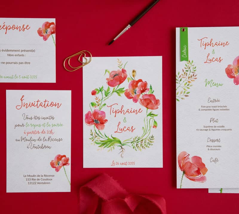 Faire-part de mariage - Collection coquelicot