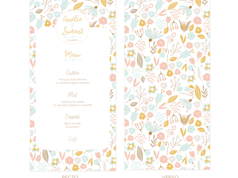 Menu de mariage – Pastel Menu de mariage - Pastel