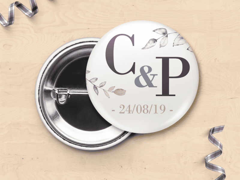 Badges de mariage, cadeaux invités - Feuillage