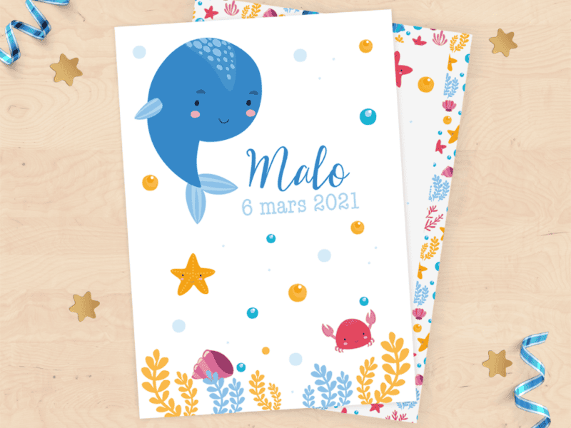 Faire-part de naissance - collection sous l'océean