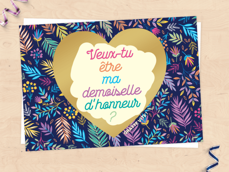 Carte à gratter demande de demoiselle d'honneur, témoin de mariage