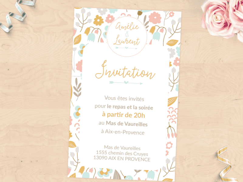 Invitation pour faire-part de mariage – Pastel Invitation pour faire-part de mariage - Pastel