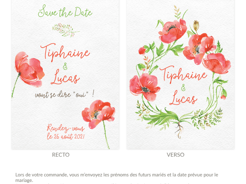 Save the date – Faire-part de mariage – Coquelicot Save the date - Faire-part de mariage - Coquelicot