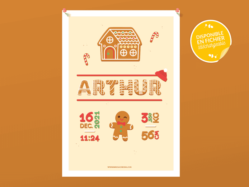 Affiche de naissance personnalisée pour chambre de bébé ou enfant – Cadeau de naissance, affiche Noël Affiche de naissance personnalisée pour chambre de bébé ou enfant - Cadeau de naissance, affiche Noël