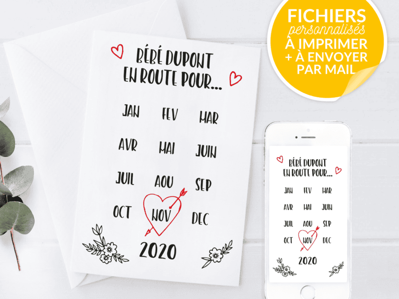 Carte annonce de grossesse personnalisée – Save the Date Carte annonce de grossesse personnalisée - Save the Date