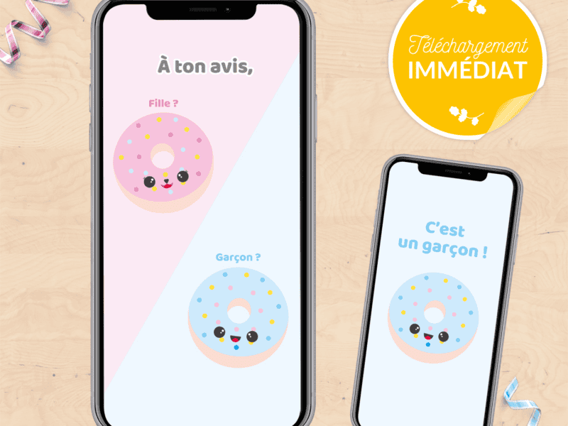 Carte annonce de grossesse sexe de bébé - Donuts - Fichiers à télécharger