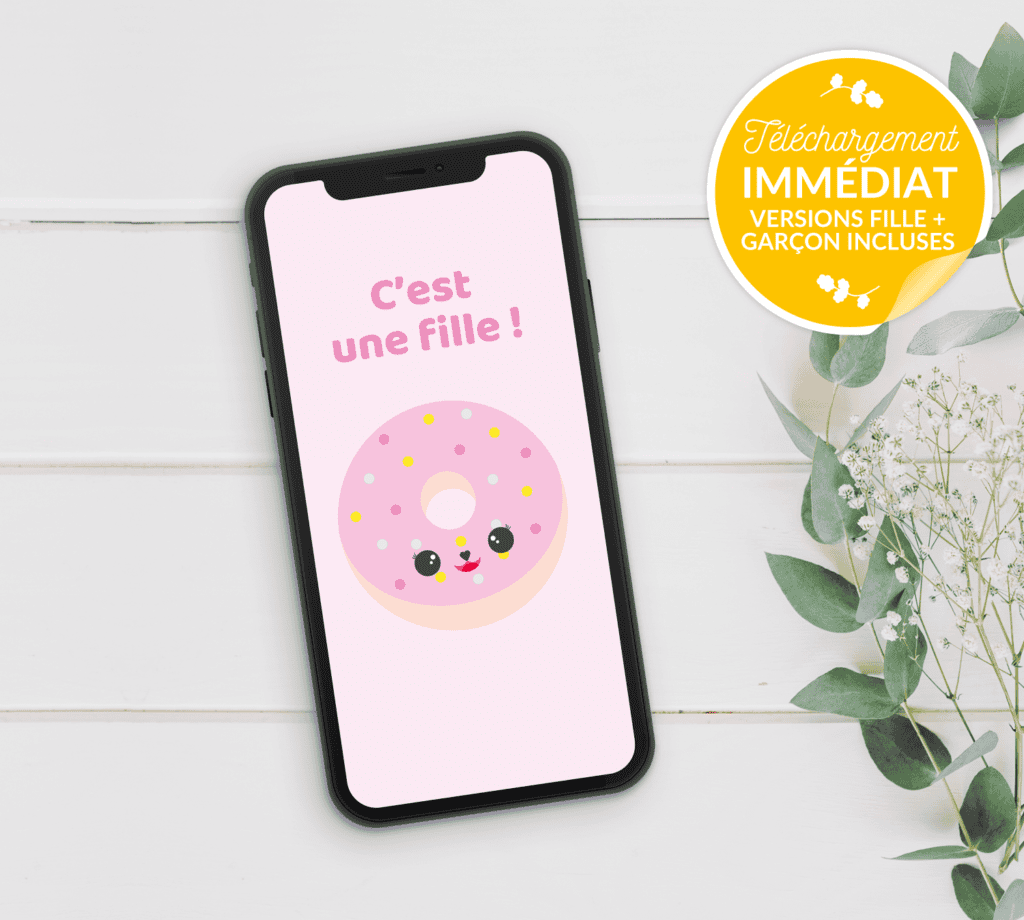 Carte annonce de grossesse sexe de bébé - Donuts - Fichiers à télécharger