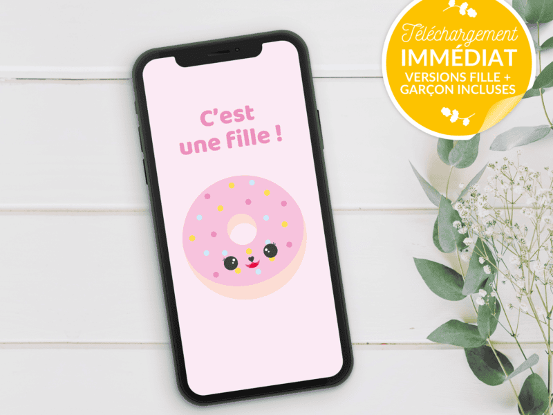 Carte annonce de grossesse sexe de bébé – Donuts – Fichiers à télécharger Carte annonce de grossesse sexe de bébé - Donuts - Fichiers à télécharger