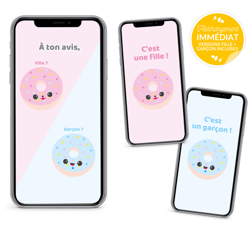 Carte annonce de grossesse sexe de bébé - Donuts - Fichiers à télécharger