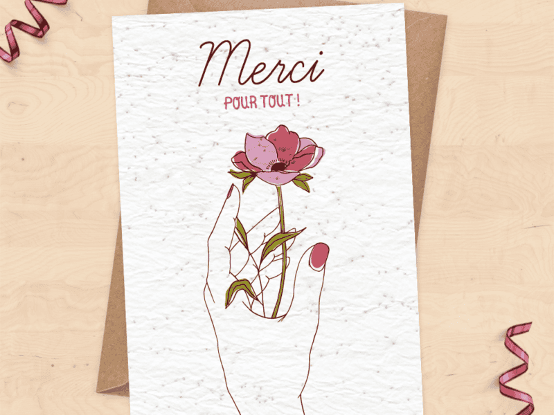 Carte à planter Merci pour tout - cadeau nounou, Maîtresse, ATSEM, AVS
