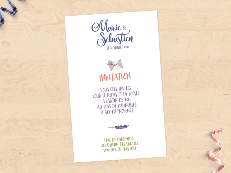 Carton invitation & RSVP – Provence Carton invitation & RSVP - Provence