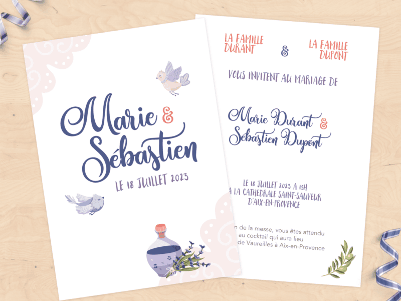 Faire-part de mariage - Collection Provence