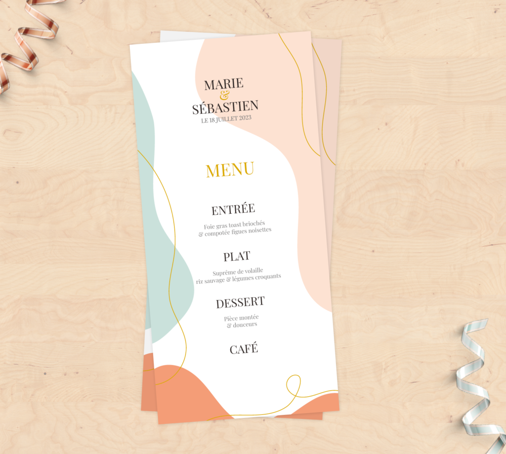 Menu table de mariage - Abstrait