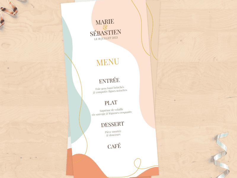 Menu table de mariage - Abstrait