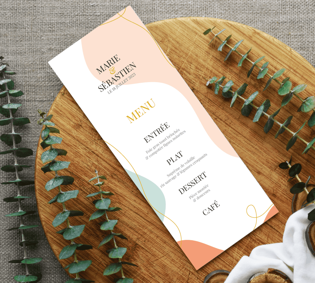 Menu table de mariage - Abstrait
