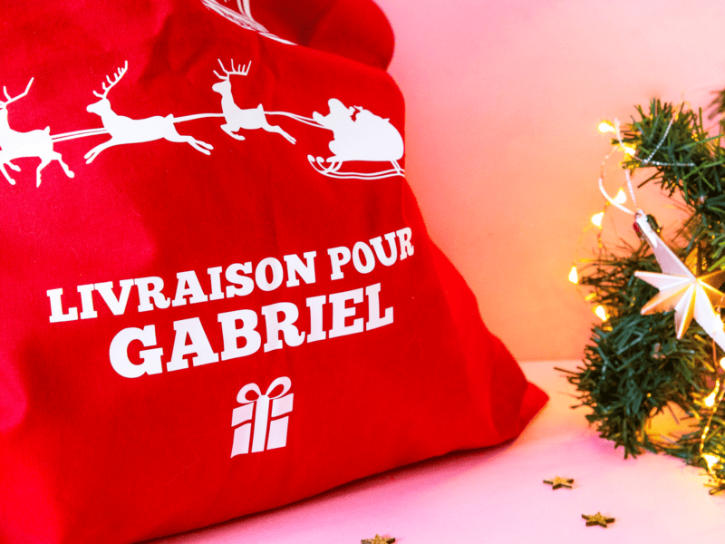 Hotte de Noël personnalisable, sac à cadeaux, hotte du Père Noël Hotte de Noël personnalisable, sac à cadeaux, hotte du Père Noël