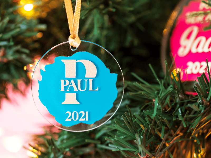 Décoration boule de Noël personnalisable, 1er Noel de bébé, prénom