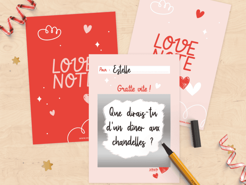 Mini carte à gratter à personnaliser pour Saint Valentin, demande en mariage, déclaration d'amour