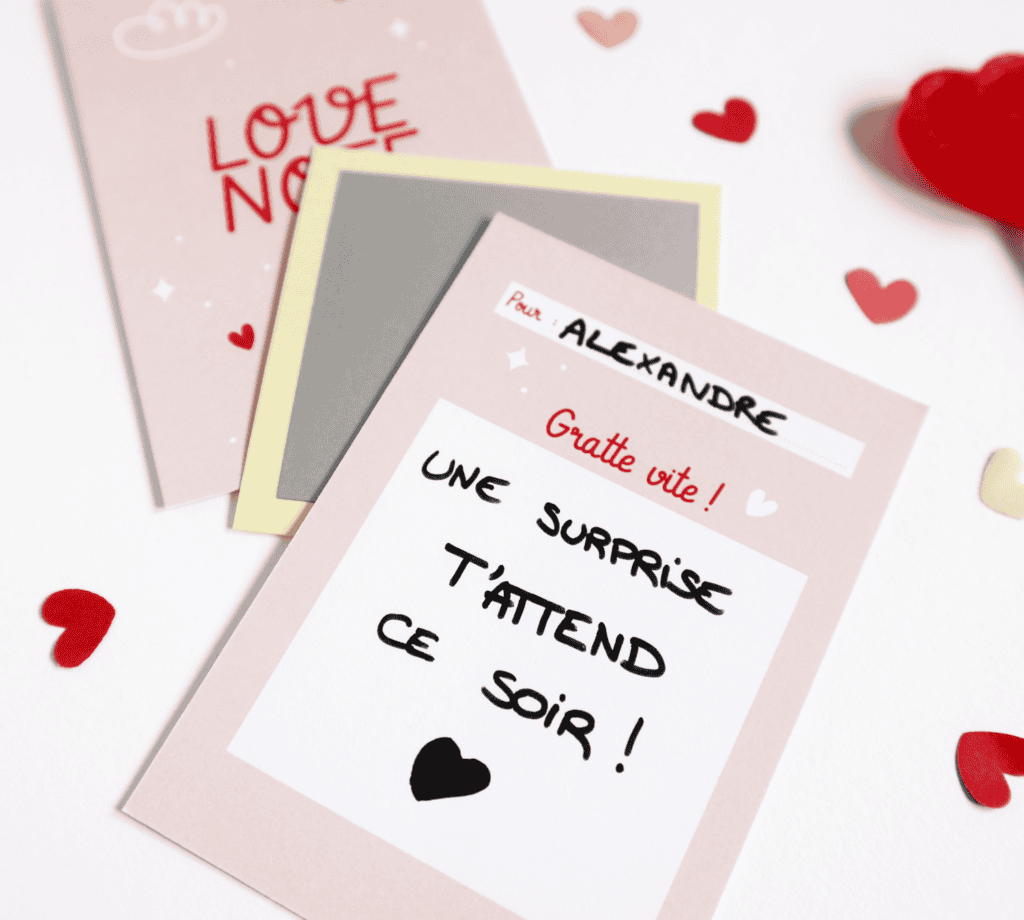 Mini carte à gratter à personnaliser pour Saint Valentin, demande en mariage, déclaration d'amour