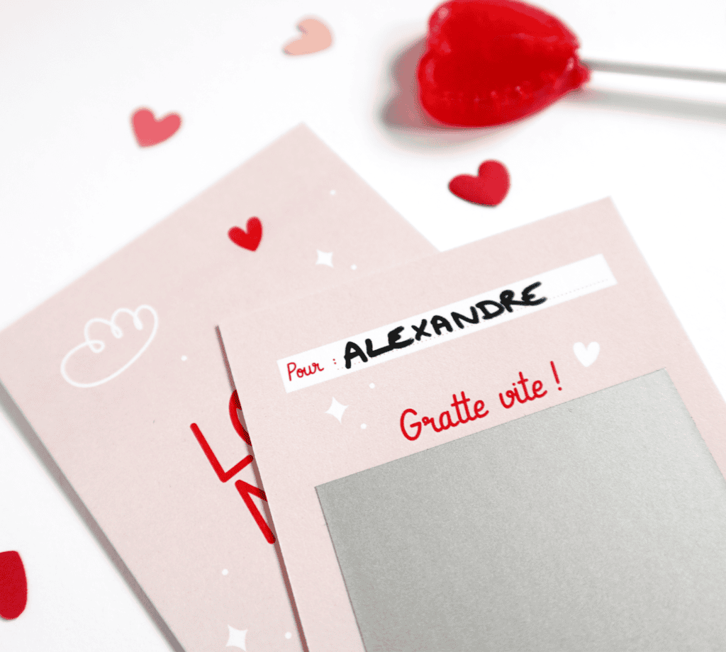 Mini carte à gratter à personnaliser pour Saint Valentin, demande en mariage, déclaration d'amour