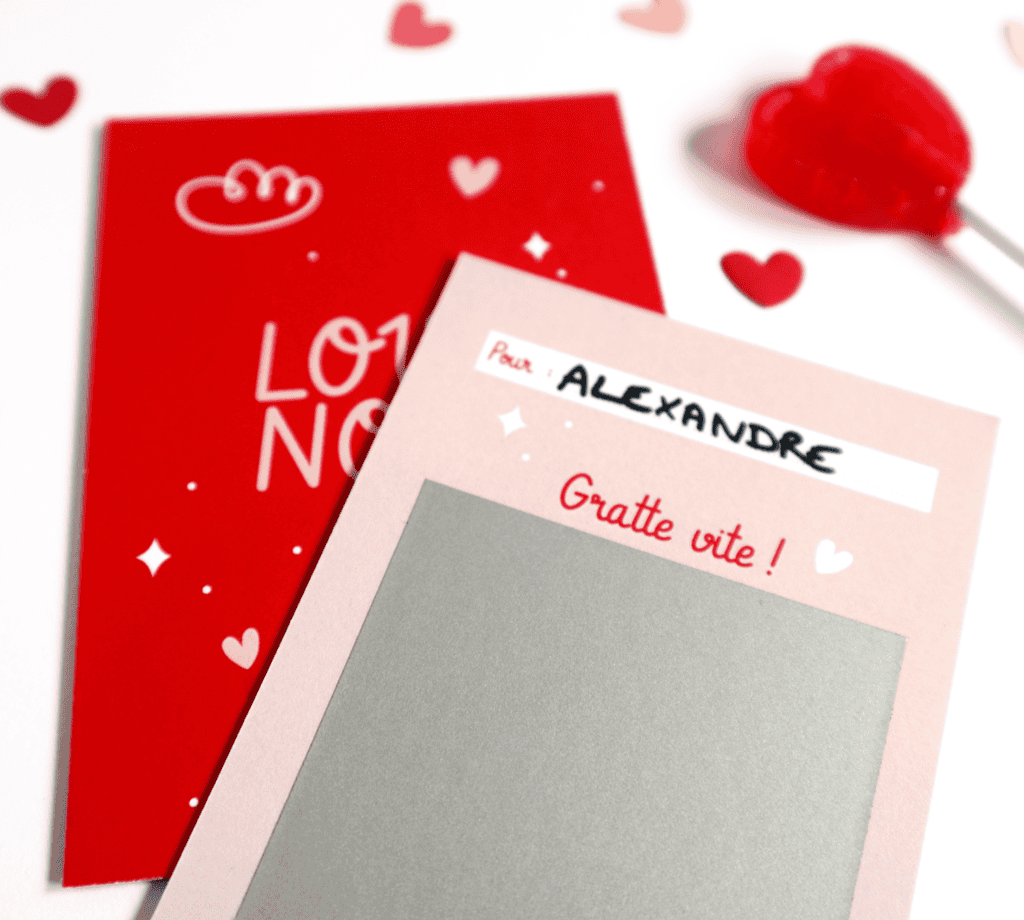 Mini carte à gratter à personnaliser pour Saint Valentin, demande en mariage, déclaration d'amour