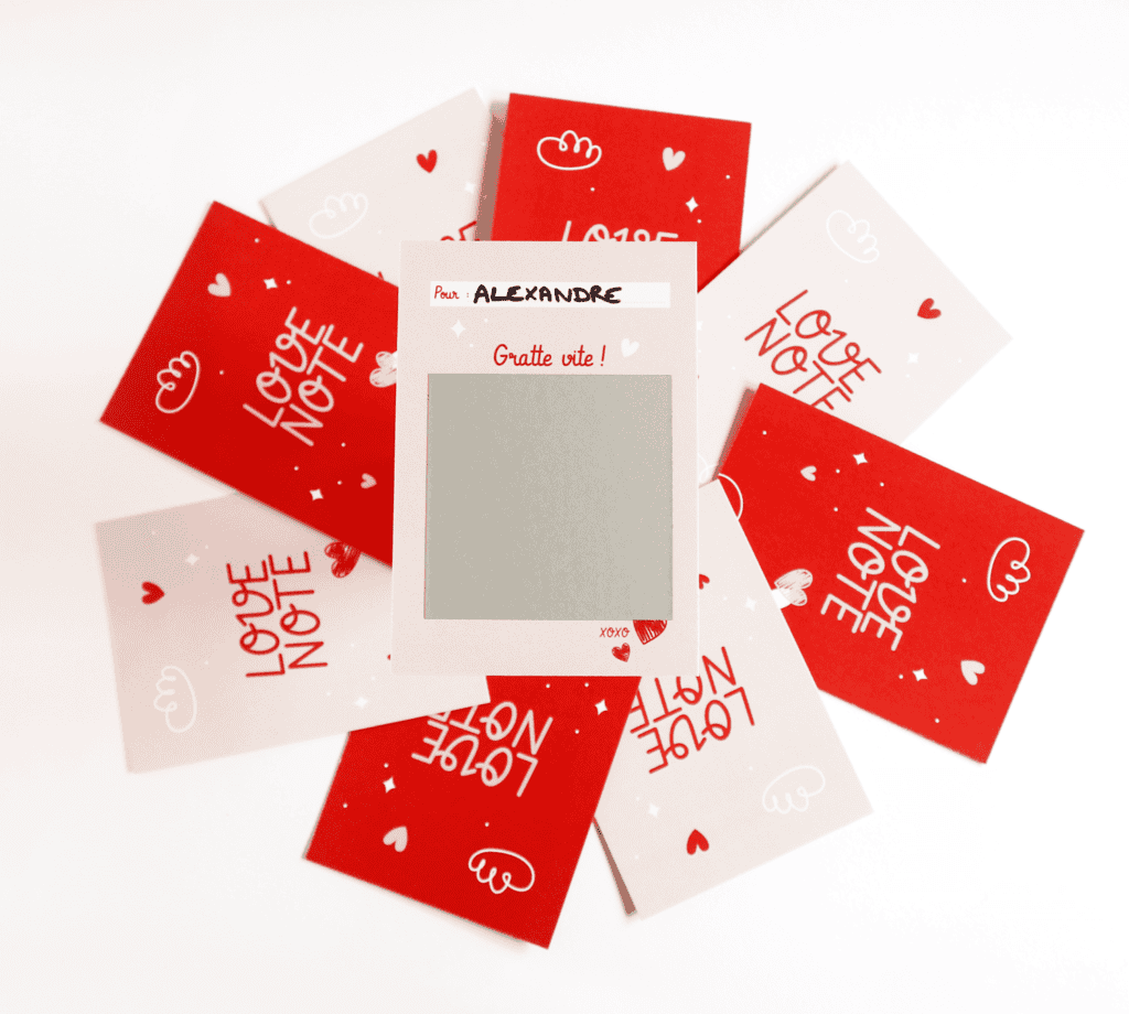 Mini carte à gratter à personnaliser pour Saint Valentin, demande en mariage, déclaration d'amour