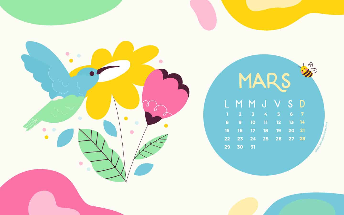 Calendrier de Mars 2021 (Freebies & Printable)