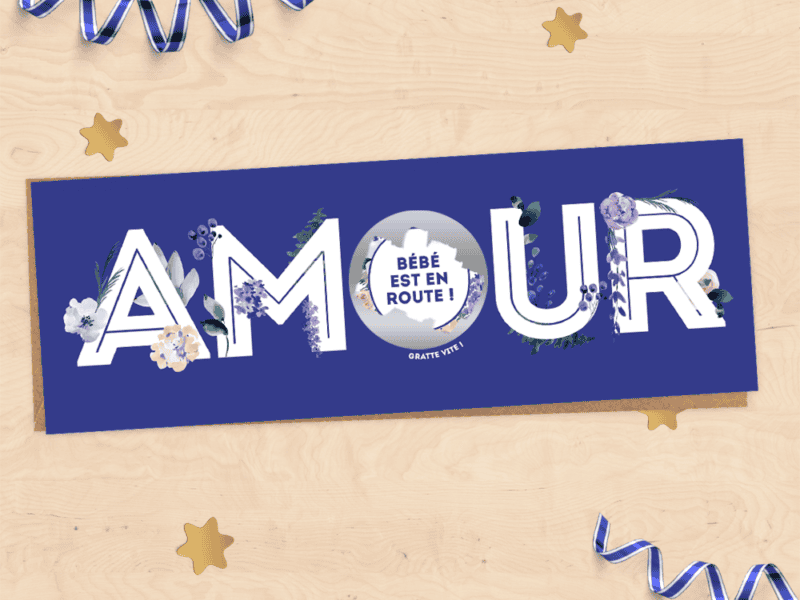 Carte à gratter annonce grossesse "Bébé est en route !" - Collection AMOUR