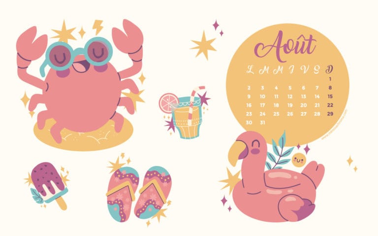 Calendrier d'Août 2021 à télécharger