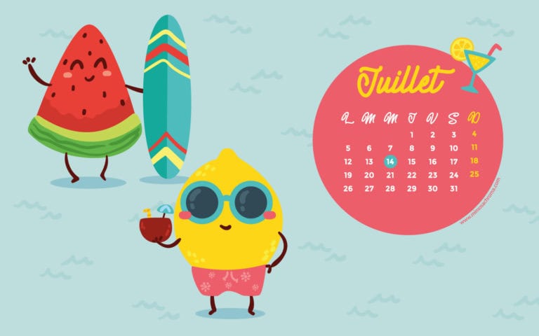 Calendrier de Juillet 2021 à télécharger