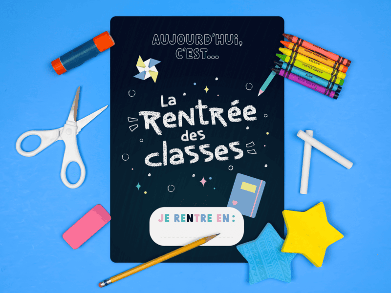 Carte étape pour photo souvenir 1er jour d'école - Rentrée des classes